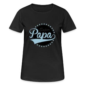 Super Papa - Frauen T-Shirt atmungsaktiv - Schwarz - Vorne - AI Model Female 172 light (172cm)