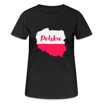 Pologne Polska - T-shirt respirant Femme - noir - Devant - AI Model Female 172 light (172cm)