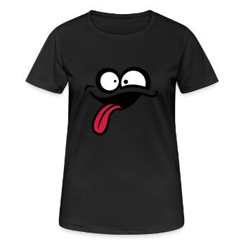 Verrücktes Comic Gesicht - Frauen T-Shirt atmungsaktiv - Schwarz - Vorne - AI Model Female 172 light (172cm)