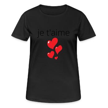je t aime 1 - T-shirt respirant Femme - noir - Devant - AI Model Female 172 light (172cm)