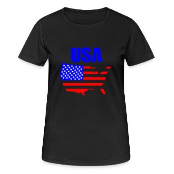 United States - Women's Breathable T-Shirt - black - Front - AI Model Female 172 light (172cm)