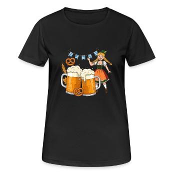 Dirndle Bier - Frauen T-Shirt atmungsaktiv - Schwarz - Vorne - AI Model Female 172 light (172cm)