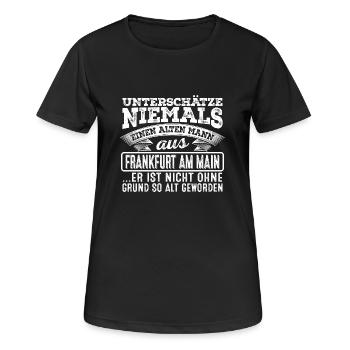 Der alte Mann aus FRANKFURT AM MAIN - Frauen T-Shirt atmungsaktiv - Schwarz - Vorne - AI Model Female 172 light (172cm)