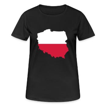 Polen - Frauen T-Shirt atmungsaktiv - Schwarz - Vorne - AI Model Female 172 light (172cm)
