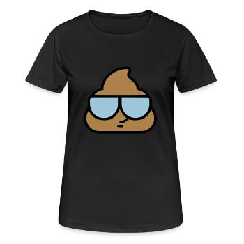 Emoji poop coole Gläser - Frauen T-Shirt atmungsaktiv - Schwarz - Vorne - AI Model Female 172 light (172cm)