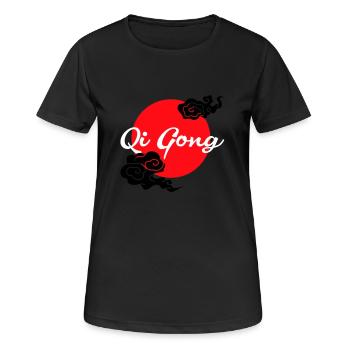 Qigong wolken - Frauen T-Shirt atmungsaktiv - Schwarz - Vorne - AI Model Female 172 light (172cm)