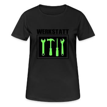 werkzeug werkstatt 02 - Frauen T-Shirt atmungsaktiv - Schwarz - Vorne - AI Model Female 172 light (172cm)