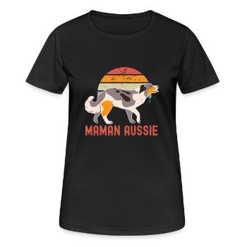 Maman berger australien aussie - T-shirt respirant Femme - noir - Devant - AI Model Female 172 light (172cm)