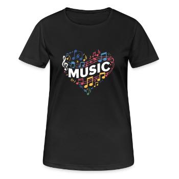 Herz und Musik musizieren mit Herz - Frauen T-Shirt atmungsaktiv - Schwarz - Vorne - AI Model Female 172 light (172cm)