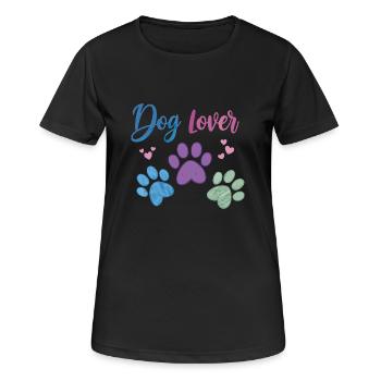 Amoureux des chiens - patte de chien - T-shirt respirant Femme - noir - Devant - AI Model Female 172 light (172cm)