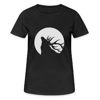Cerf au clair de lune - T-shirt respirant Femme - noir - Devant - AI Model Female 172 light (172cm)