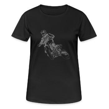Supermoto - Frauen T-Shirt atmungsaktiv - Schwarz - Vorne - AI Model Female 172 light (172cm)