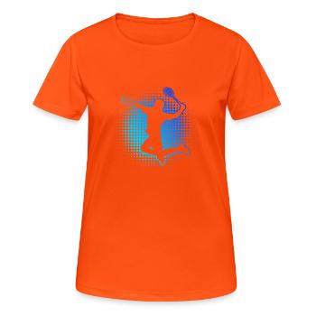 Men's Badminton Squash Badminton Player - Women's Breathable T-Shirt - neon orange - Front - AI Model Female 172 dark (172cm)