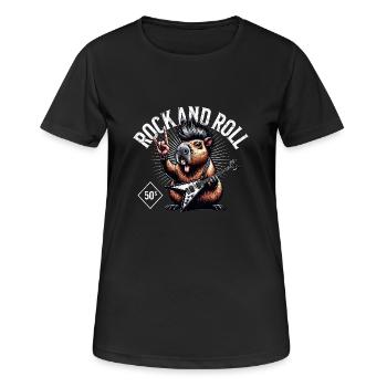 Capybara Rock and Roll Guitariste Guitare électrique - T-shirt respirant Femme - noir - Devant - AI Model Female 172 light (172cm)