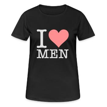 Ich liebe Männer! - Frauen T-Shirt atmungsaktiv - Schwarz - Vorne - AI Model Female 172 light (172cm)