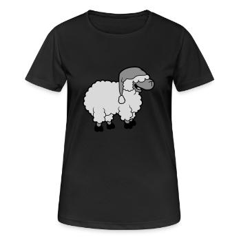 Lustiges lachendes Schaf - Frauen T-Shirt atmungsaktiv - Schwarz - Vorne - AI Model Female 172 light (172cm)