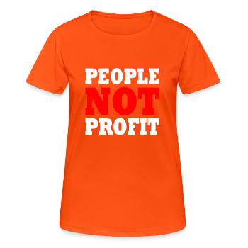 People not profit - T-shirt respirant Femme - orange néon - Devant - AI Model Female 172 dark (172cm)