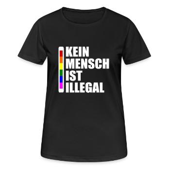 Kein mensch ist illegal - Frauen T-Shirt atmungsaktiv - Schwarz - Vorne - AI Model Female 172 light (172cm)
