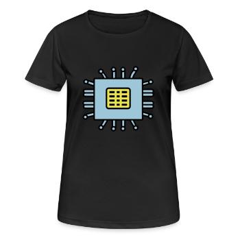 Icône de puce d’ordinateur numérique - T-shirt respirant Femme - noir - Devant - AI Model Female 172 light (172cm)