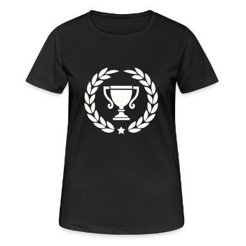 pokal lorbeerkranz - Frauen T-Shirt atmungsaktiv - Schwarz - Vorne - AI Model Female 172 light (172cm)