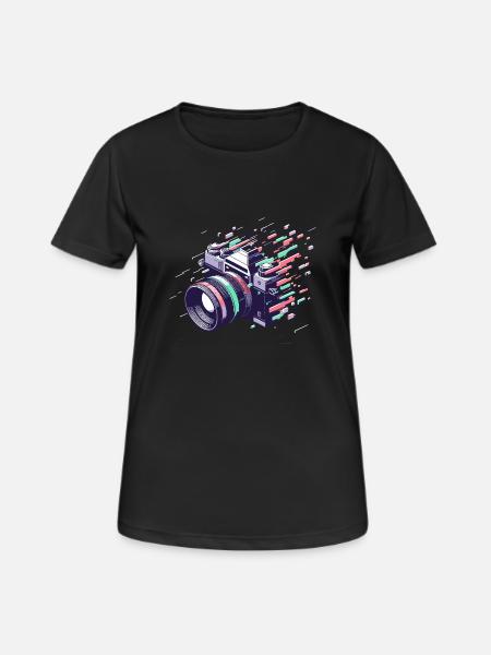 Digital Glitch Camera - Retro Photography Art - Women's Breathable T-Shirt - black