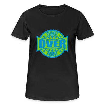 planet over profit Zitat - Frauen T-Shirt atmungsaktiv - Schwarz - Vorne - AI Model Female 172 light (172cm)