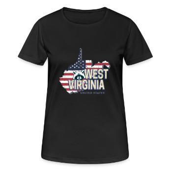 West Virginia Vereinigte Staaten USA Souvenir - Frauen T-Shirt atmungsaktiv - Schwarz - Vorne - AI Model Female 172 light (172cm)