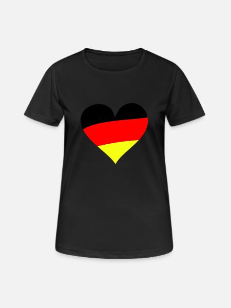 Heart Germany - Frauen T-Shirt atmungsaktiv - Schwarz