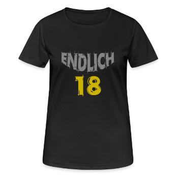 endlich18 - Frauen T-Shirt atmungsaktiv - Schwarz - Vorne - AI Model Female 172 light (172cm)