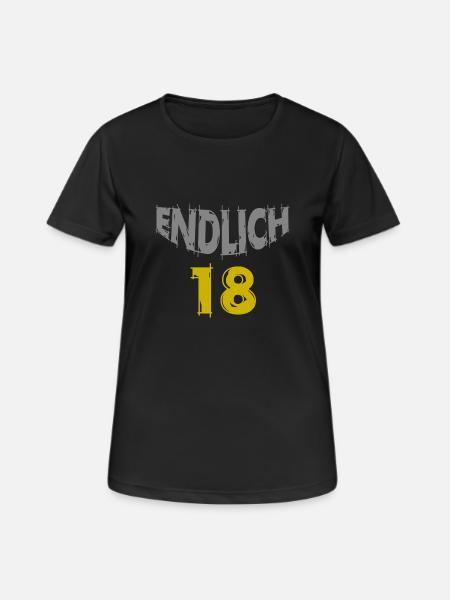 endlich18 - Frauen T-Shirt atmungsaktiv - Schwarz