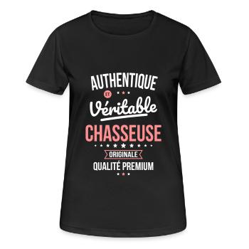 Authentique et véritable chasseuse - Originale - T-shirt respirant Femme - noir - Devant - AI Model Female 172 light (172cm)