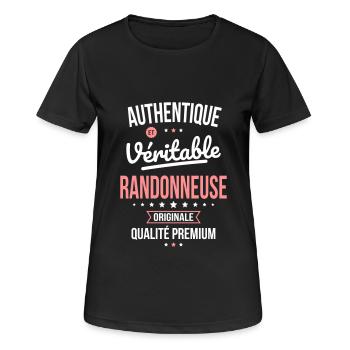 Authentique et véritable randonneuse - Originale - T-shirt respirant Femme - noir - Devant - AI Model Female 172 light (172cm)