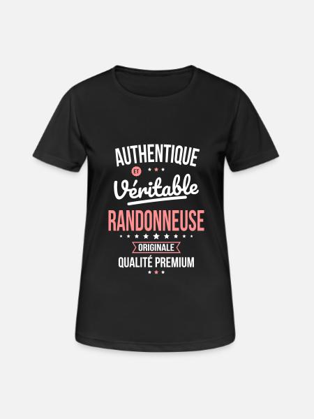 Authentique et véritable randonneuse - Originale - T-shirt respirant Femme - noir