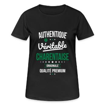 Authentique et véritable Charentaise - Originale - T-shirt respirant Femme - noir - Devant - AI Model Female 172 light (172cm)