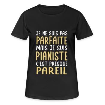 Je ne suis pas parfaite mais je suis pianiste - T-shirt respirant Femme - noir - Devant - AI Model Female 172 light (172cm)
