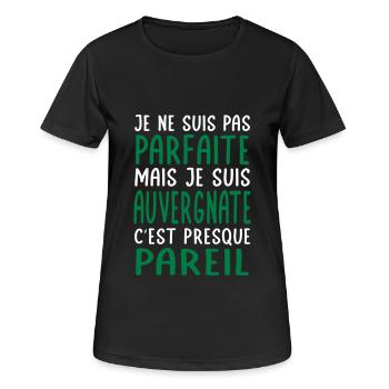 Je ne suis pas parfaite mais je suis Auvergnate - T-shirt respirant Femme - noir - Devant - AI Model Female 172 light (172cm)