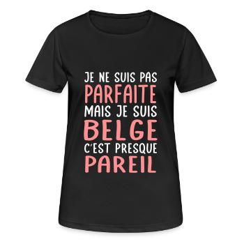 Je ne suis pas parfaite mais je suis Belge - T-shirt respirant Femme - noir - Devant - AI Model Female 172 light (172cm)