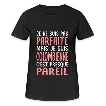 Je ne suis pas parfaite mais je suis Colombienne - T-shirt respirant Femme - noir - Devant - AI Model Female 172 light (172cm)