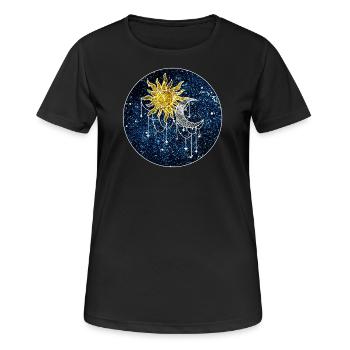 Cosmic Sun and Moon - Women's Breathable T-Shirt - black - Front - AI Model Female 172 light (172cm)