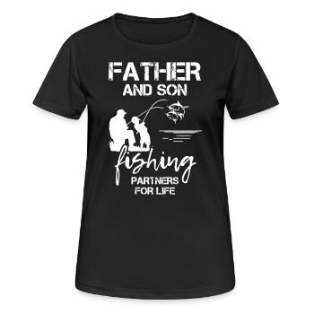 Father And Son Fishing Partners For Life - Frauen T-Shirt atmungsaktiv - Schwarz - Vorne - AI Model Female 172 light (172cm)