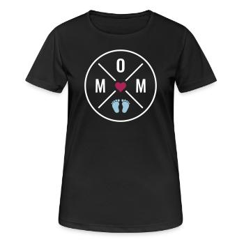 MOM Herz Baby Babyfüße Mutter Liebe Muttertag Mama - Frauen T-Shirt atmungsaktiv - Schwarz - Vorne - AI Model Female 172 light (172cm)