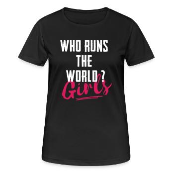 Who Runs The World ? T-shirt - T-shirt respirant Femme - noir - Devant - AI Model Female 172 light (172cm)