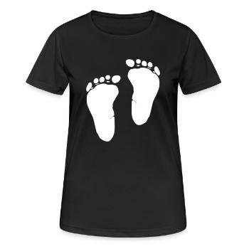 Mensch - Abdruck Füße - Frauen T-Shirt atmungsaktiv - Schwarz - Vorne - AI Model Female 172 light (172cm)