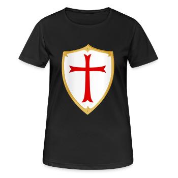 Kreuzritter Schild - Frauen T-Shirt atmungsaktiv - Schwarz - Vorne - AI Model Female 172 light (172cm)