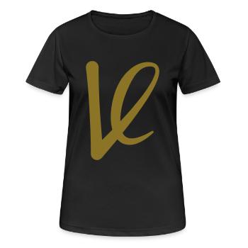 V - Buchstabe - Frauen T-Shirt atmungsaktiv - Schwarz - Vorne - AI Model Female 172 light (172cm)