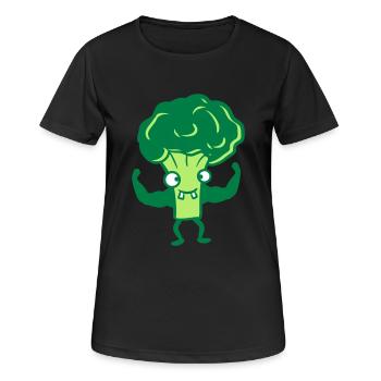 brokkoli bodybuilder stark muskeln gesund vitamine - Frauen T-Shirt atmungsaktiv - Schwarz - Vorne - AI Model Female 172 light (172cm)