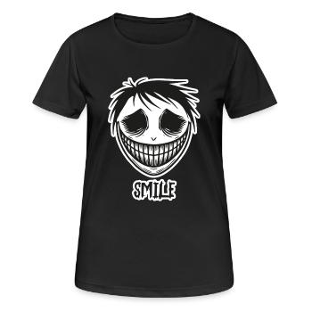 Visage souriant effrayant - Conception de sourire - T-shirt respirant Femme - noir - Devant - AI Model Female 172 light (172cm)