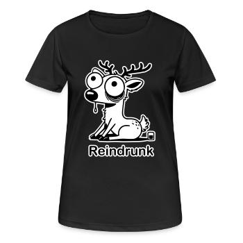 Lustiger betrunkener Hirsch - "Reindrunk" Design - Frauen T-Shirt atmungsaktiv - Schwarz - Vorne - AI Model Female 172 light (172cm)