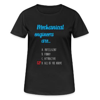 Ingénieur mécanique - T-shirt respirant Femme - noir - Devant - AI Model Female 172 light (172cm)