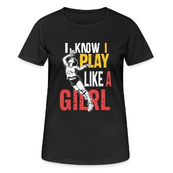 I Know I Play Like A Girl Volleyball for Teen Girl - Women's Breathable T-Shirt - black - Front - AI Model Female 172 light (172cm)